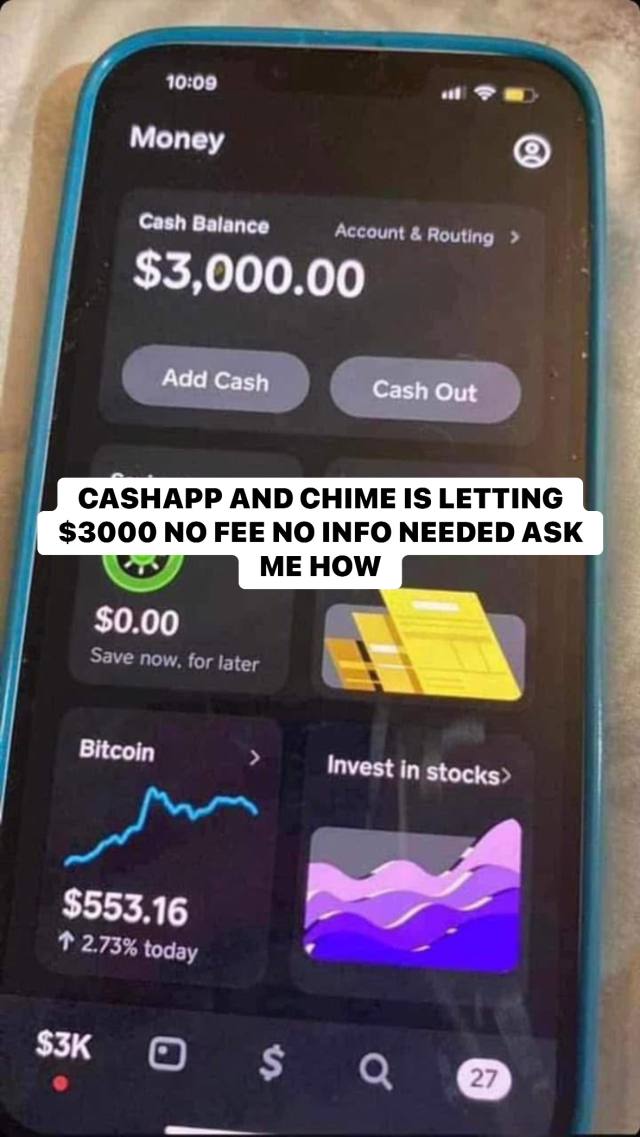 CASHAPP AND CHIME IS LETTING  $3000 NO FEE NO INFO NEEDED ASK ME HOW…716.429.7952